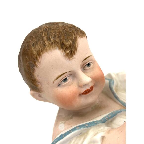 Antique German Bisque Piano Baby on Back Germany 7.5" Long - Picture 4 of 16